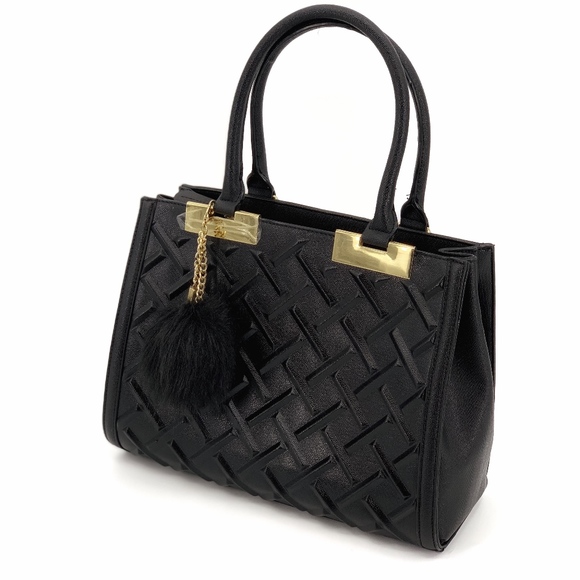 Aldo Handbags - Aldo Black Crosshatch Satchel Shoulder Bag